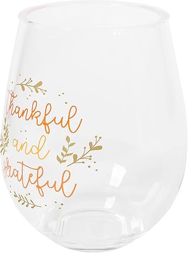 Miniatura 10 de C.R. Gibson QWG2O-24067 Gather Together - Copa de vino acrílica sin tallo para Acción de Gracias y amigos, 12 onzas líquidas