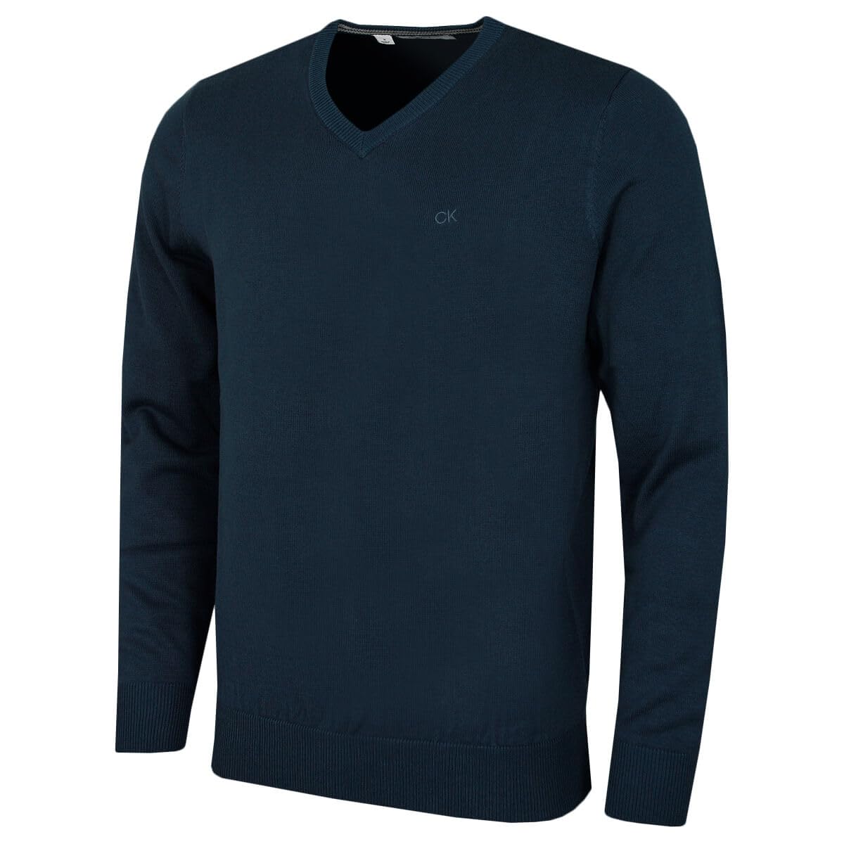Calvin Klein Mens V-Neck Soft Cotton Sweater - Petrol - S