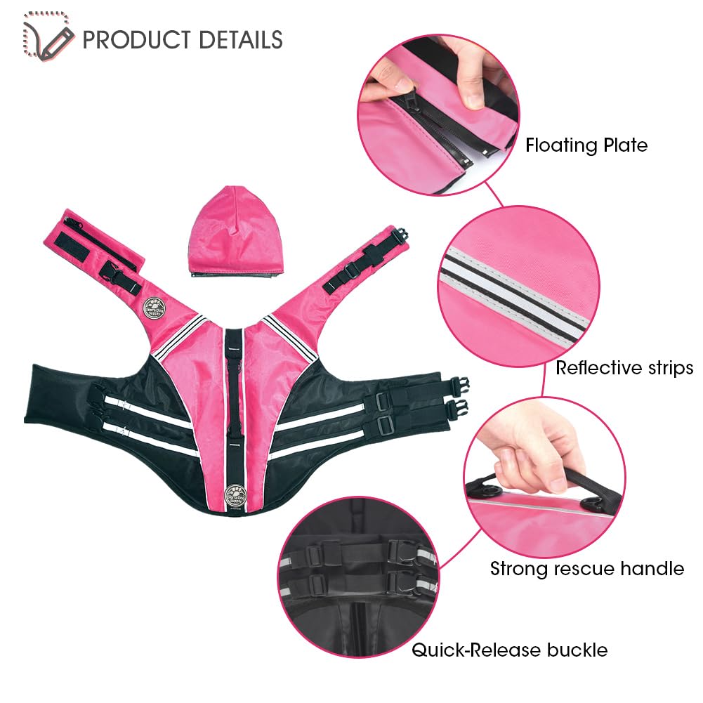 Mklhgty Gilet de sauvetage réfléchissant pour chien avec flotteur amovible pour la natation et le bateau, maillot de bain de sécurité Ripstop avec poignée de sauvetage pour chiens de petite, moyenne