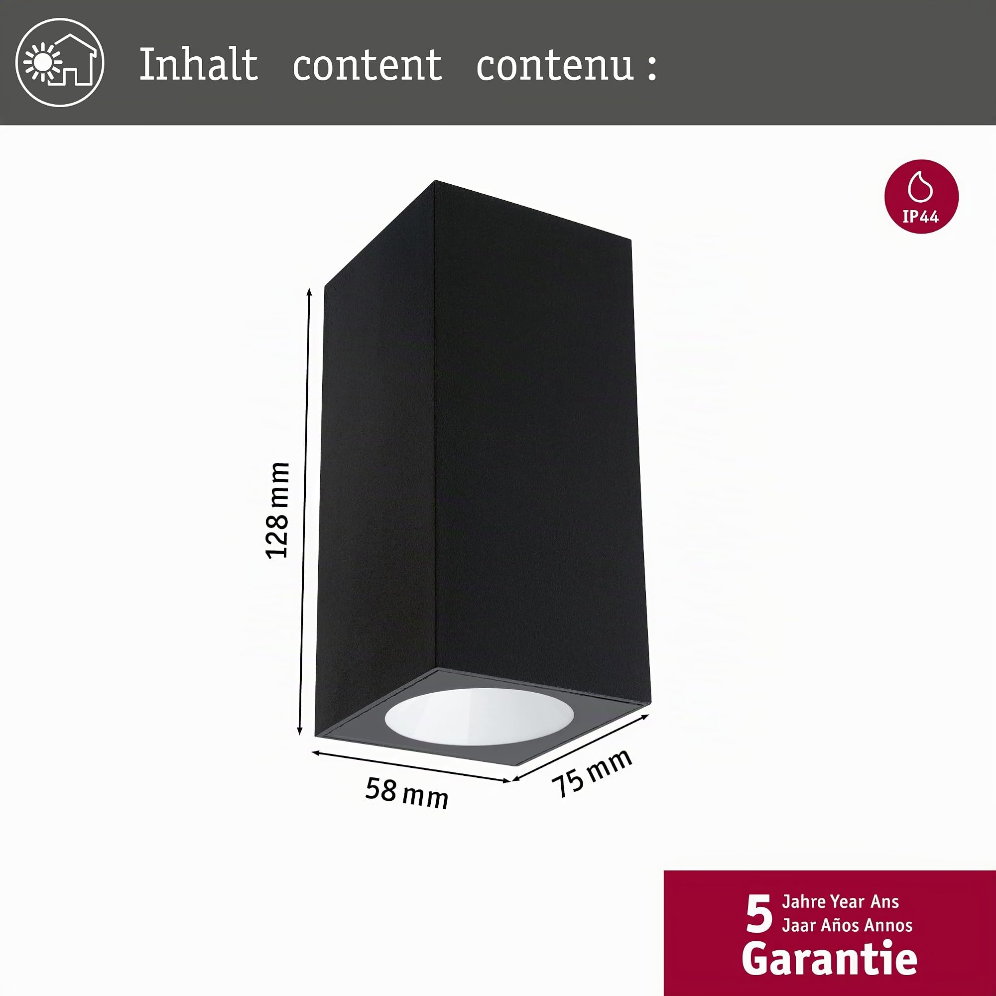 Paulmann 94328 luminaire d'extérieur LED kit de 2 appliques d'extérieur Flame IP44 Blanc chaud carré incl. 2x2,8 watts éclairage extérieur Anthracite lampe d'extérieur aluminium 3000 K