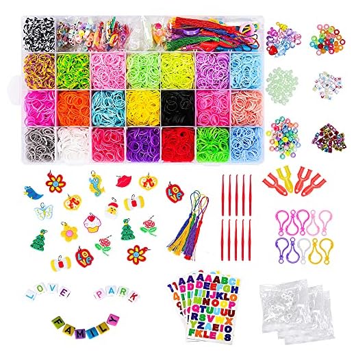 CGBOOM 6800 Bandas de Goma para Hacer Pulseras, Pulseras Gomas Niños, 22 Colores, DIY Cintas de Telar Kit de Pulseras con Bandas de Telar Pulsera Collar Herramienta de Tejer Juguetes de DIY