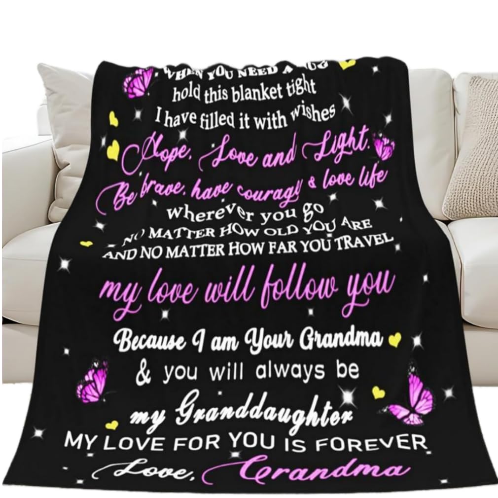 Enthusiasm Light Grey Granddaughter Gifts Blanket, Granddaughter Gifts From Grandma, Graduation Gifts For Granddaughter, To My Granddaughter Throw Blanket (130X150cm)