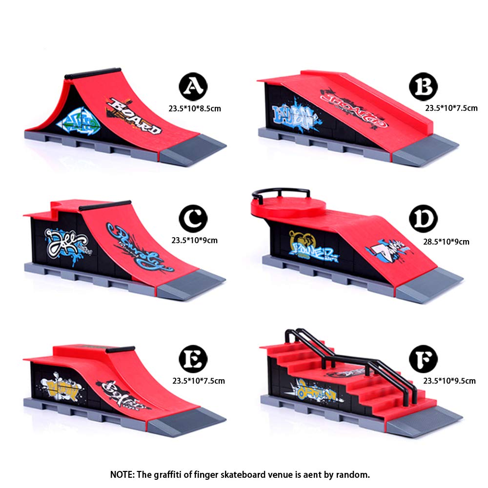Generico Kit di Pista da Skate per Finger Set Giocativo Educativo con a Rampa in Combinazione DIY Fingerboard ABS Alloy Regalo Appassionati Sport