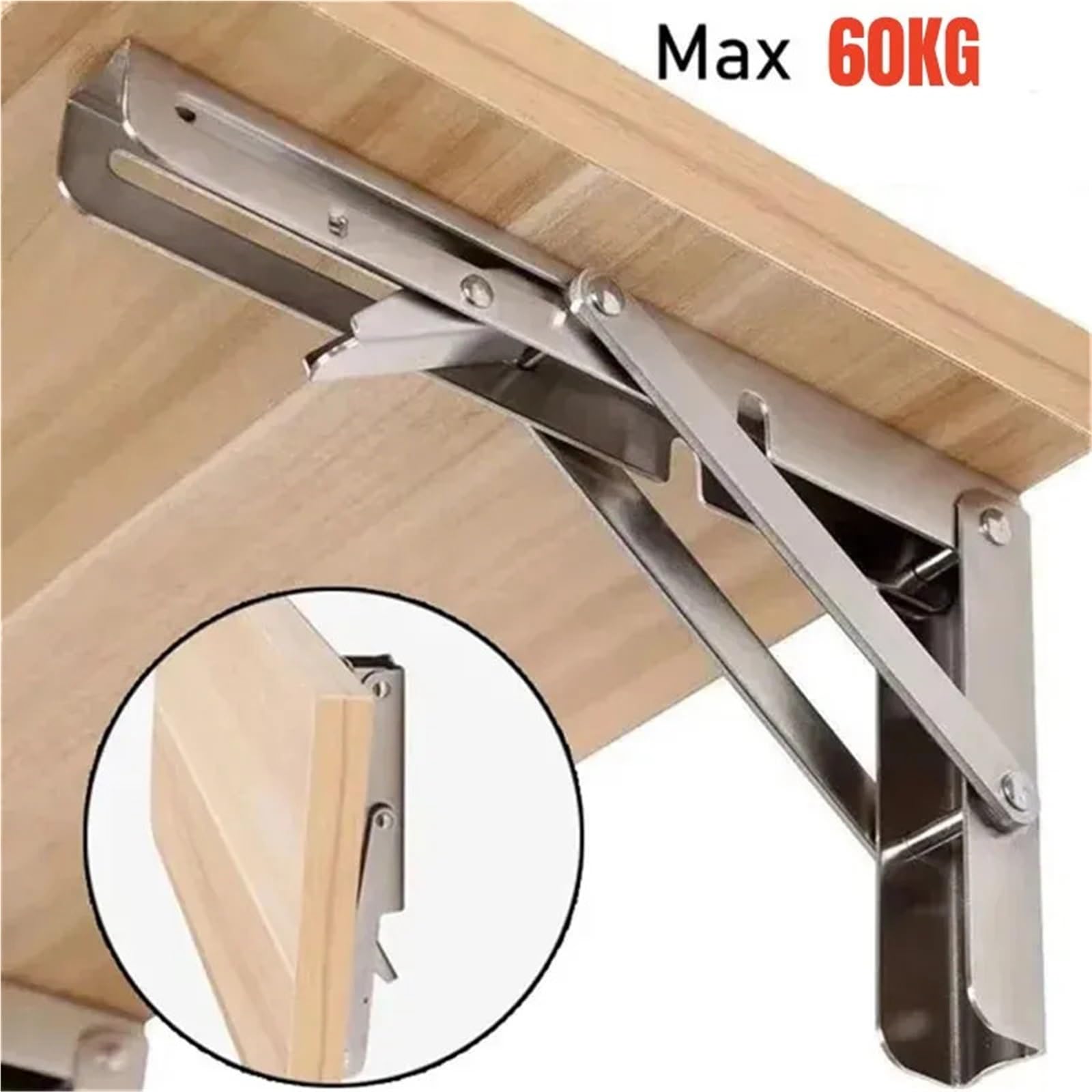 Escuadras Metalicas Estante de mesa de banco de pared ajustable con soporte pesado y ángulo plegable triangular de 2 piezas(Stainless 12inch)