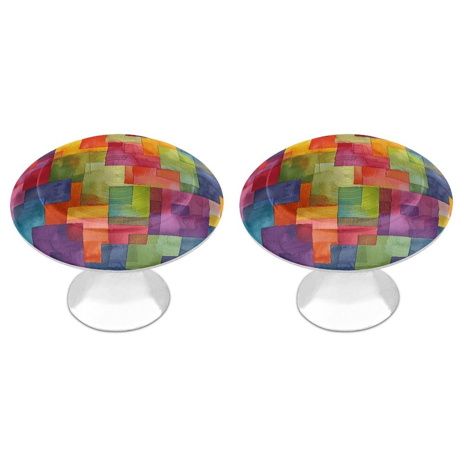 QMNLKH Bright Colors Abstract Cabinet Knobs for Home, Round Drawer Pulls for Kitchen, Personalized Cupboard Handles with Screw, Fashion Dresser Knobs for Office, Drawer Handles, 2 Packs