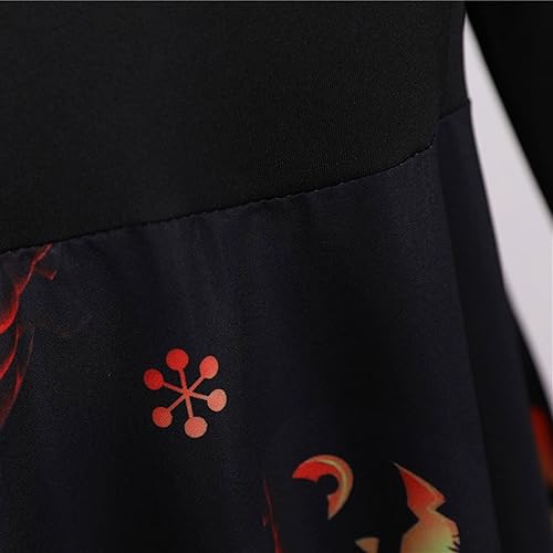 Miniatura 6 de FYUAHI Women Vintage Long Sleeve Halloween 1950s Housewife Evening Party Prom Dress