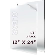 Plexiglass Sheets 12X24 1/8 Inch Thick, Clear Acrylic Sheet, Glass Panels Cut to Size, Acrylic Board, Panel Sign, Large Sheets 2 Pcs
