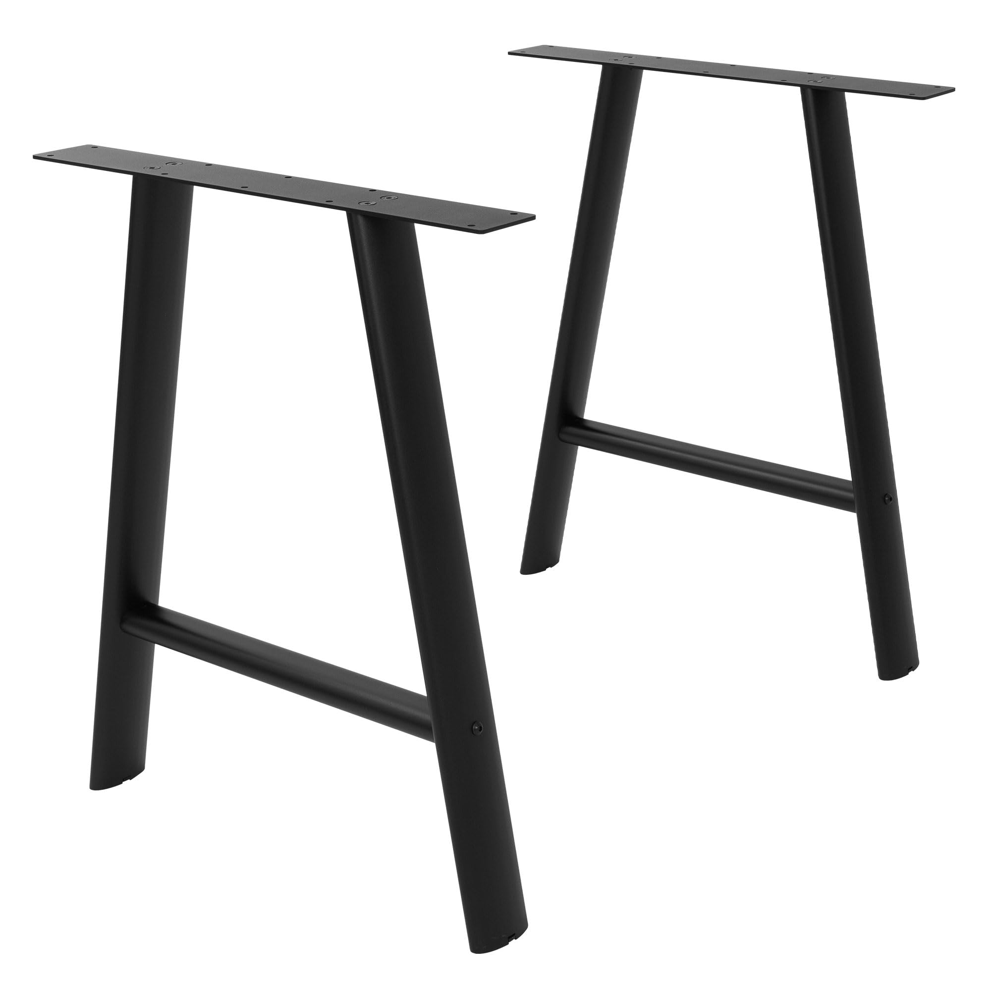 ML-Design Pieds de Table à Manger en Métal Noir, Lot de 2, d'Exterieur Résistante aux Intempéries, Forme de A, Réglables en Hauteur, Cadre en Acier pour Bureau Banc Meubles, 60 x 72 cm, Profil Ovale