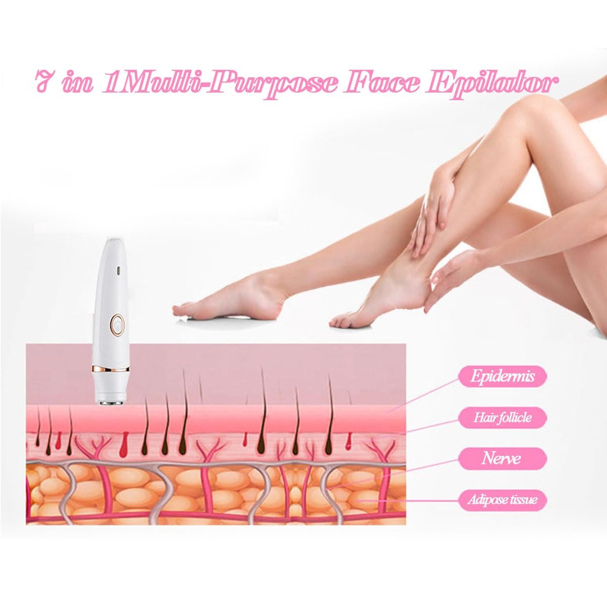 Depilazione Viso - Pluxyepil PRO 3.0, Spazzola epilatoria e detergente Ricaricabile 7 in 1, epilatore Viso for Donne Che godono di Un Viso Liscio