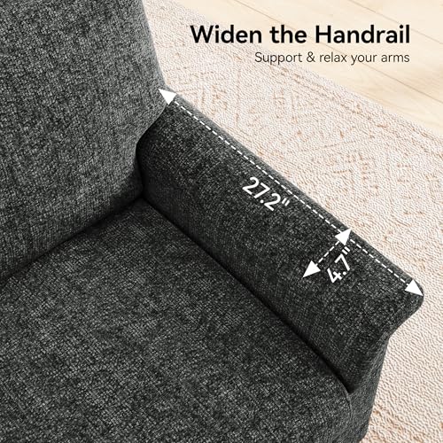 Image of Mid Century Modern Accent Chairs Set of 2,Chenille Comfy Living Room Arm Chairs,Bedroom Reading Chair with Widen Arm Rest,Cozy Single Sofa Corner Chair,Easy Assembly Required,Dark Grey