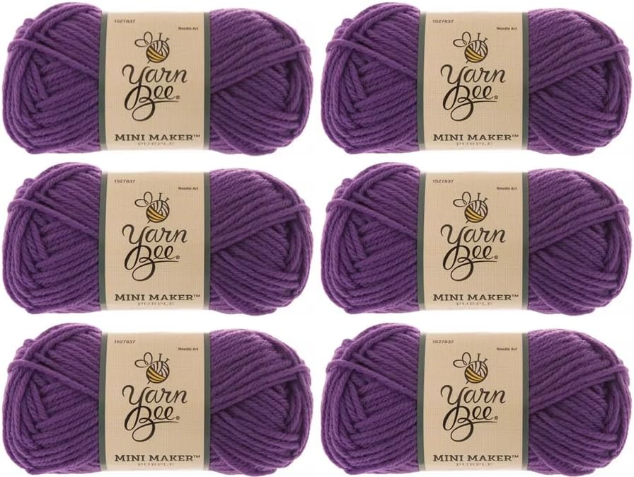 Yarn Bee - Hilo mediano para ganchillo y tejer (juego de 6), madeja de hilo suave, 65 yardas de hilo 100% acrílico para tejer mantas, sombreros y