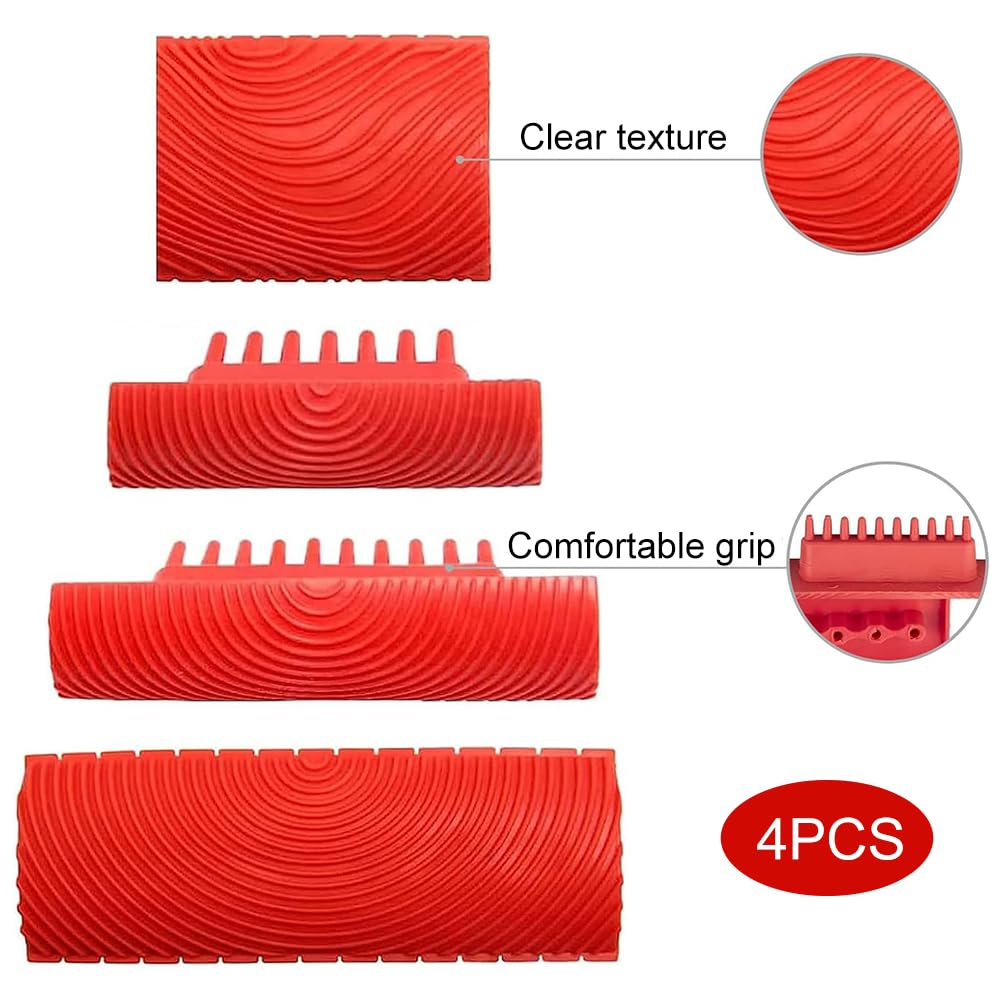 Set van 4 houtnerf gereedschap houtnerf gereedschap graan roller graan rubber doe-het-zelf wanddecoratie voor meubels schilderen muur houtnerf design Set van 4 houtnerf gereedschap houtnerf gereedschap graan roller graan rubber doe-het-zelf wanddecoratie voor meubels schilderen muur houtnerf design
