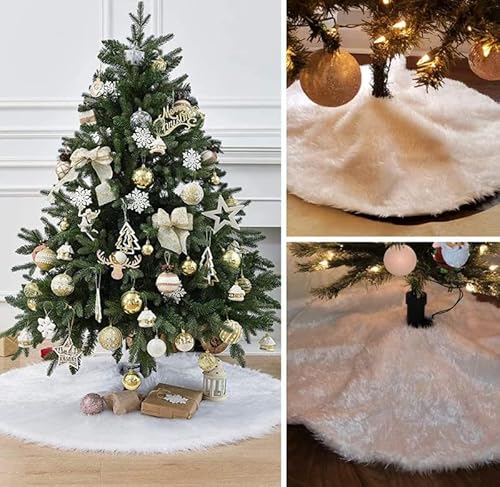 Saia P/Arvore De Natal Pelúcia Pelo Alto 7cm Branco 90cm