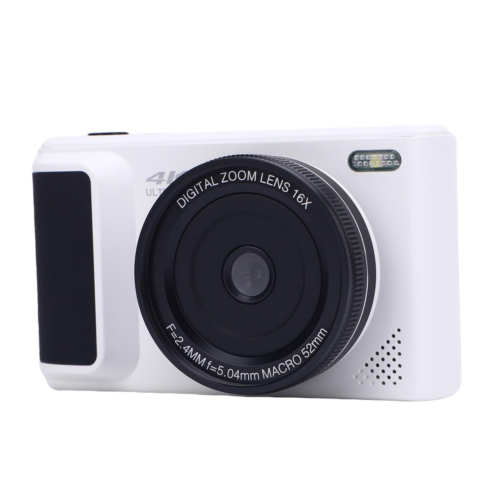 Camera Digitale Mirrorless 4K per Fotografia e Vlogging con Autofocus HD a 64 MP, Zoom 16x, Schermo di Lancio a 180 °, Telecamera da Viaggio Compatta con Stabilizzazione AI (WHITE)
