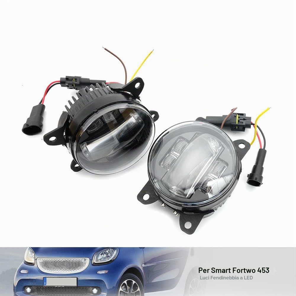 LED LUCI DIURNE DRL Lampadine fendinebbia per Smart Fortwo Forfour W453 per ben.z Citan Paraurti anteriore Fendinebbia Riflettori LAMPADE FRECCE LATERALI DLR Luce di marcia 2x affumicata