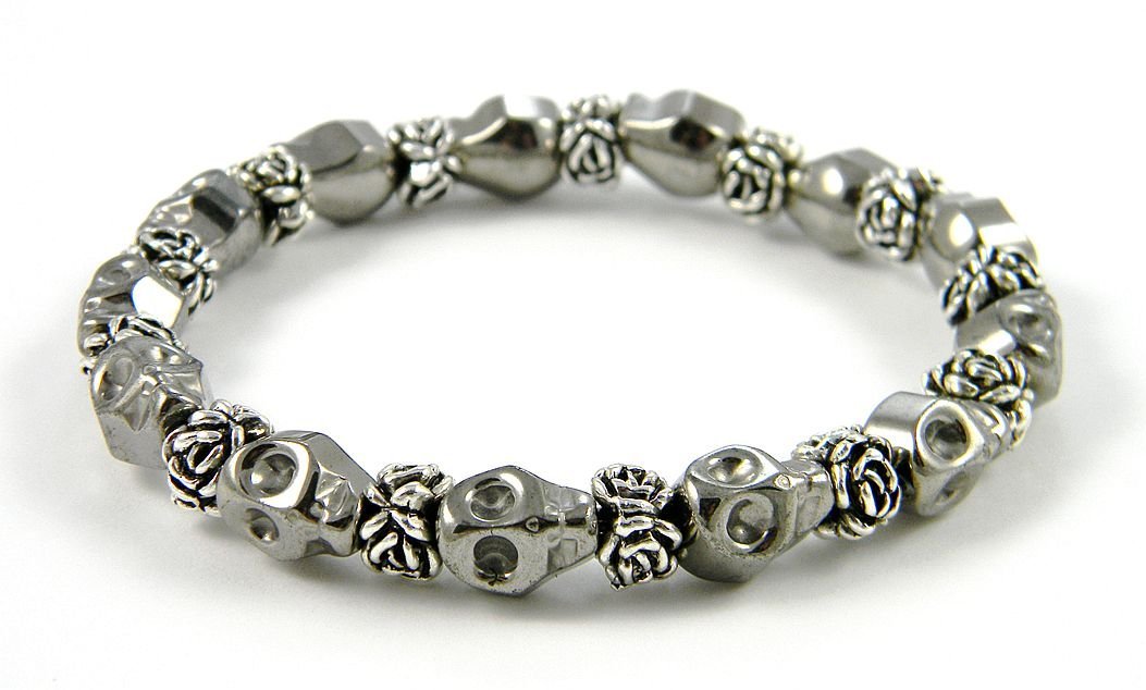Hematite & Pyrite Day of the Dead Bracelet