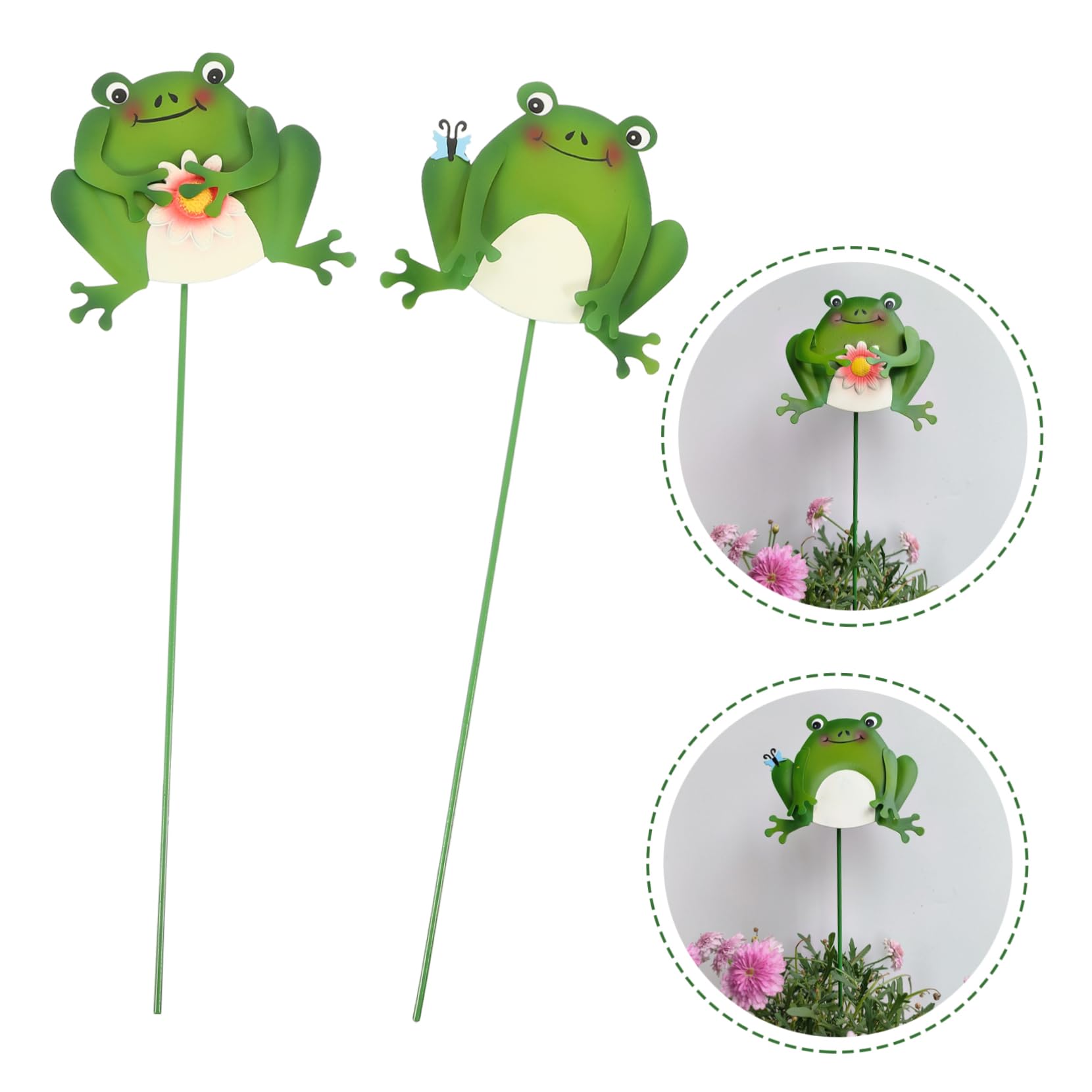 HANABASS 8stücke Gartenfrösche Dekoration Eisen Bunte Gartenstecker Für Blumenbeete Und Handgefertigte Ornamente Für Außenbereich Perfektes Für Gartenliebhaber