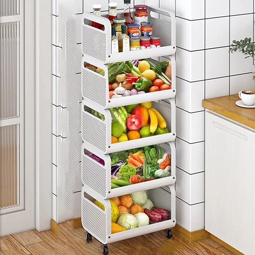 SLNFXC - Estante de almacenamiento de especias de cocina de 34 niveles para almacenamiento de baño, carrito multifuncional (color D, tamaño 47.4 x