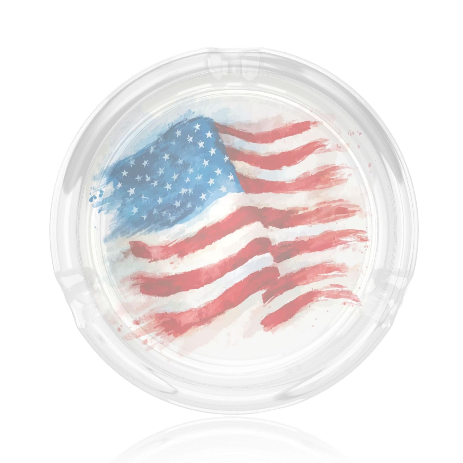 Watercolor American Flag Simple Glass Ashtray For Cigarettes Ash Trays Case For Home Office Decor