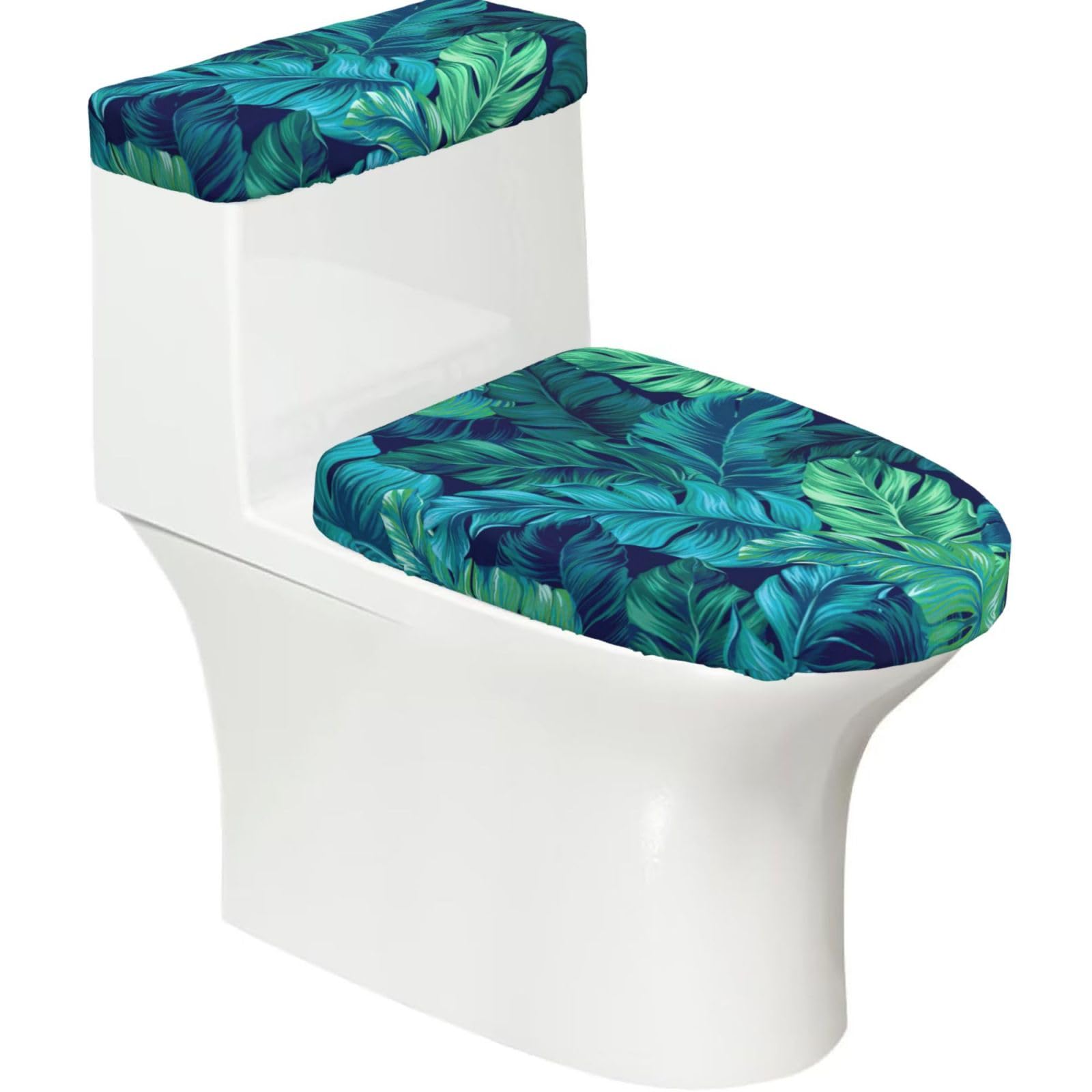 Tropical Palm Leaves Print Toilet Seat Lid And Tank Covers Universal Fit Smooth Seat Cushion Easy To Clean For Home Hotel
