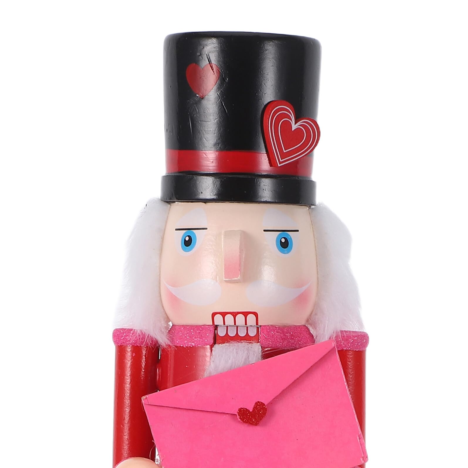VANZACK Traditioneller Holz Nussknacker 36cm Valentinstag Deko Soldatenfigur mit Herz Rot Handbemalt für Tisch Kaminsims Weihnachten