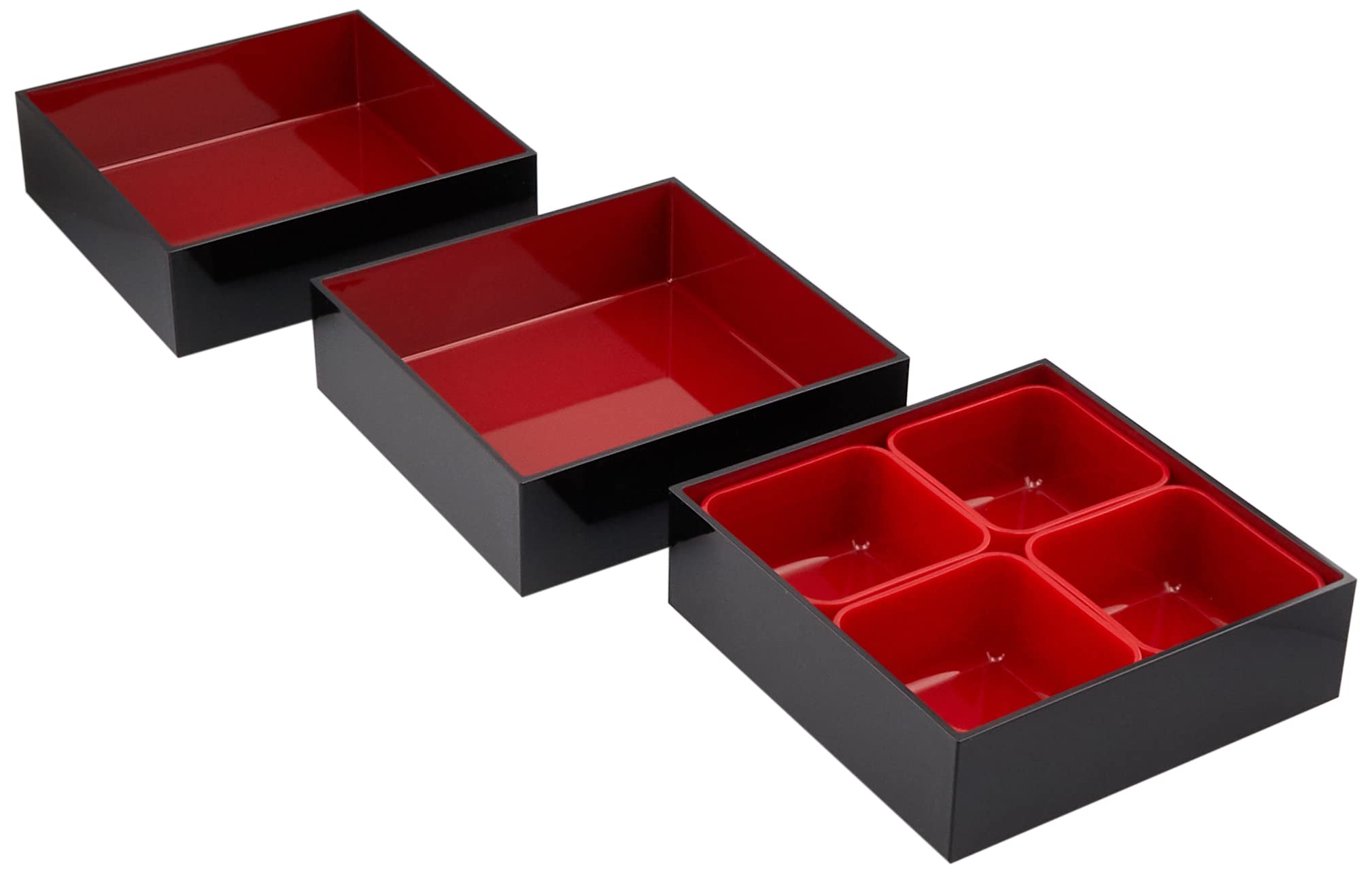 三段重　黒内朱　鉄仙花 楽天市場】重箱 3段 紀州塗り 6.5寸(19.7cm) 三段重箱 お重箱 黒