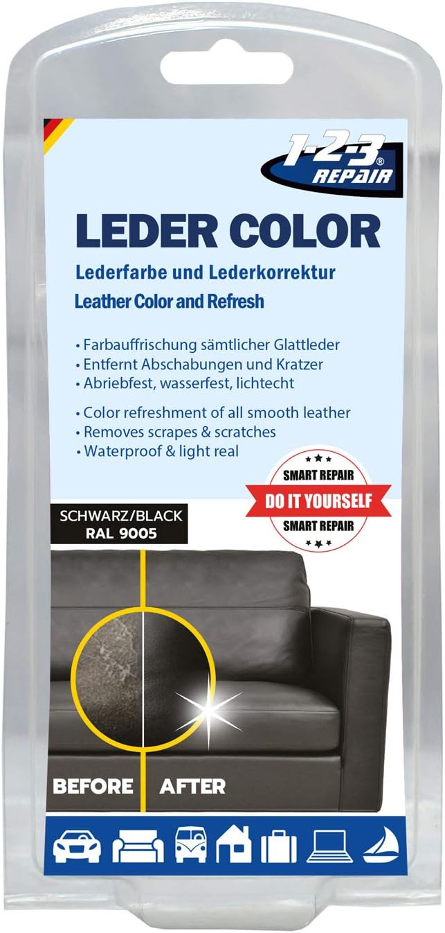 123REPAIR Leather Faux Leather Leather Dye Colour Black 50ml