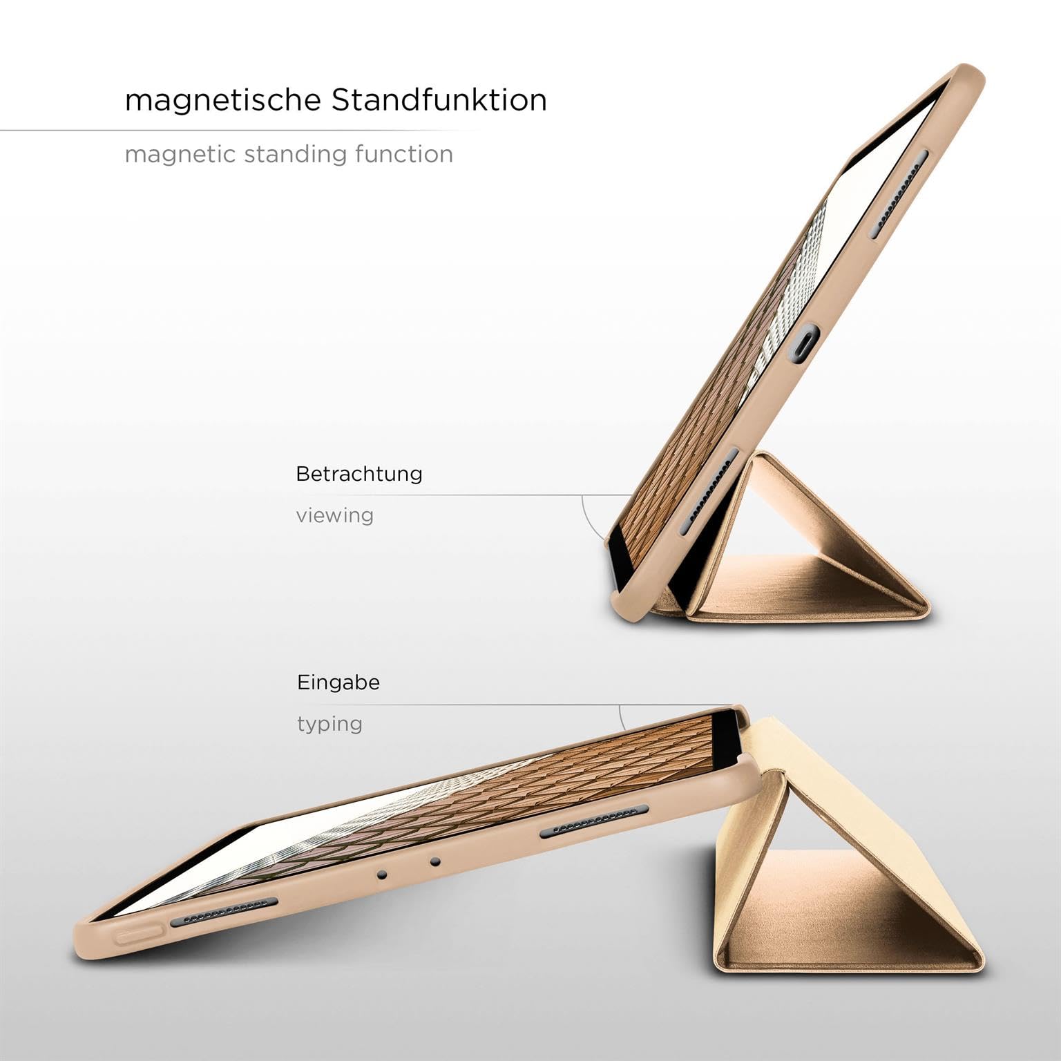ONEFLOW Hülle für iPad Pro 11 (2018-2022) Schutzhülle ultradünn mit Ständer, Cover mit Auto Schlaf/Wach Funktion, Flip Case mit Magnet Standfunktion, Folio PU Leder Case, Gold