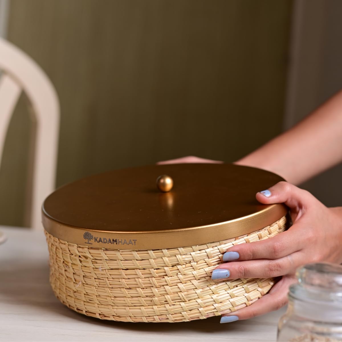 Handmade Sikki Roti Box - Natural & Rustic -5