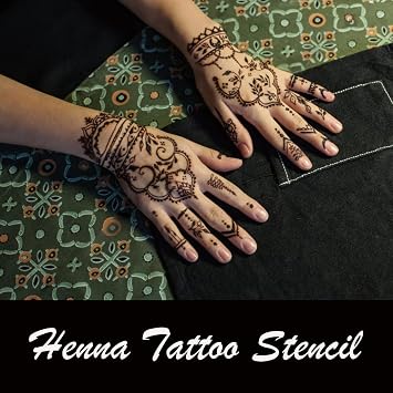 18 Sheets Henna Tattoo Stencil Kit Hand Henna Temporary Tattoo Stencil for Women and Girls Arabian Realistic Tattoo Stickers