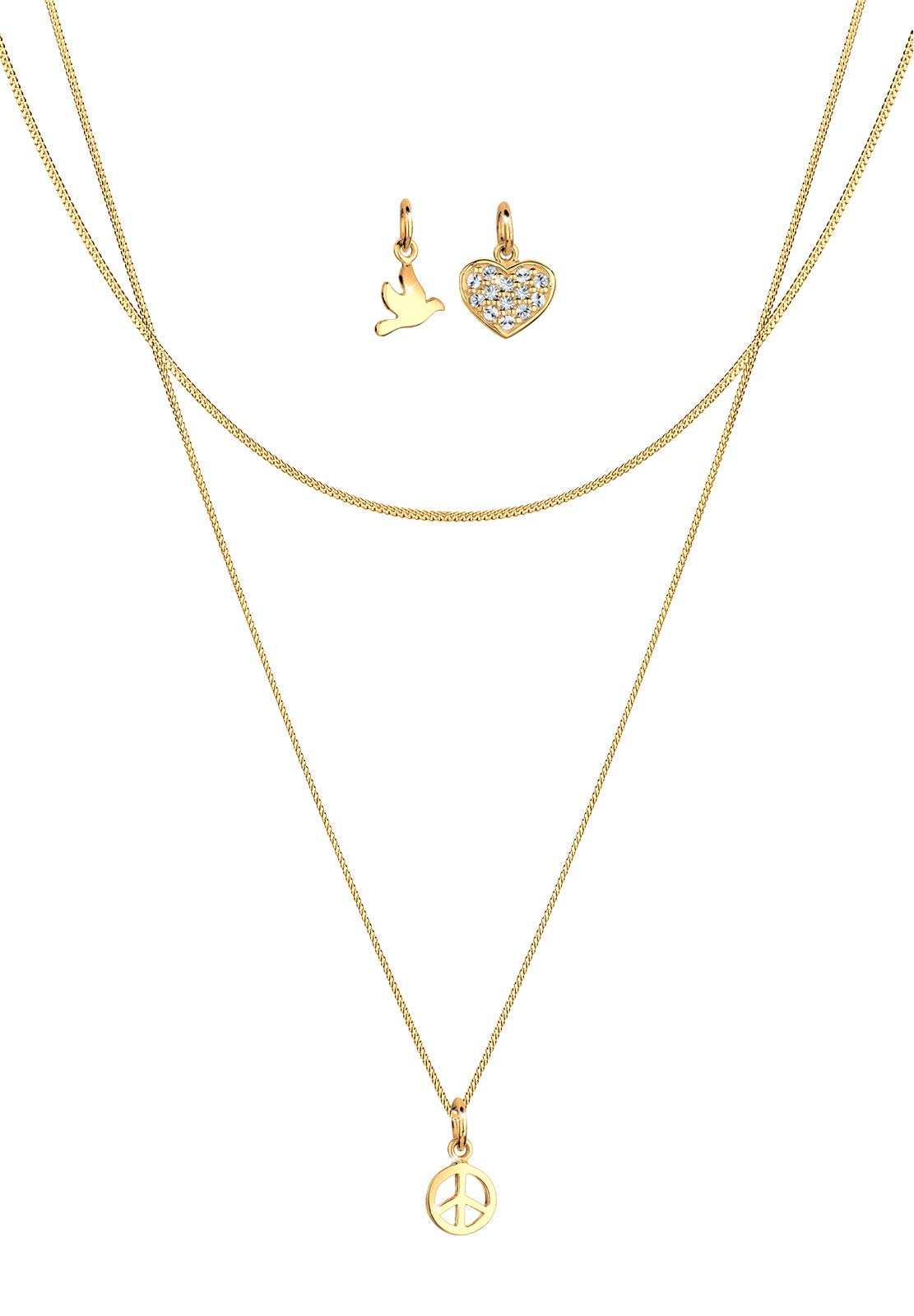 Elli Necklace Elli Necklace Layer Peace Heart Crystals 925 Sterling Silver