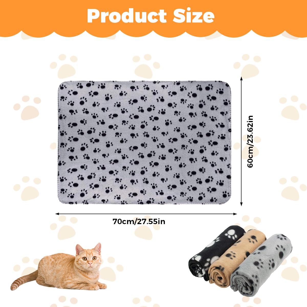 3 Pièces Plaid Chien, 60 X 70 cm Double Face Couverture Animaux, Lavable Universelle Couverture pour Animaux aux Chiens et Chats de Petite et Moyenne Taille, Caisses de Transport, Canapés, Sièges Auto