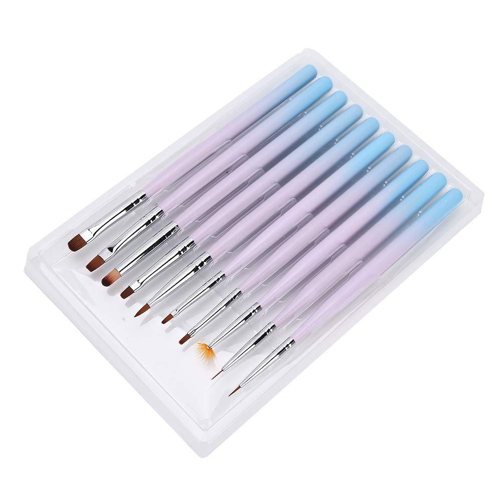 Nail Brushes, UV Gel Acrylic Nail Brush Set with Good Polymerizability Practical Nail Art Liner Brushes 10Pcs for Home Use for Nail Salo