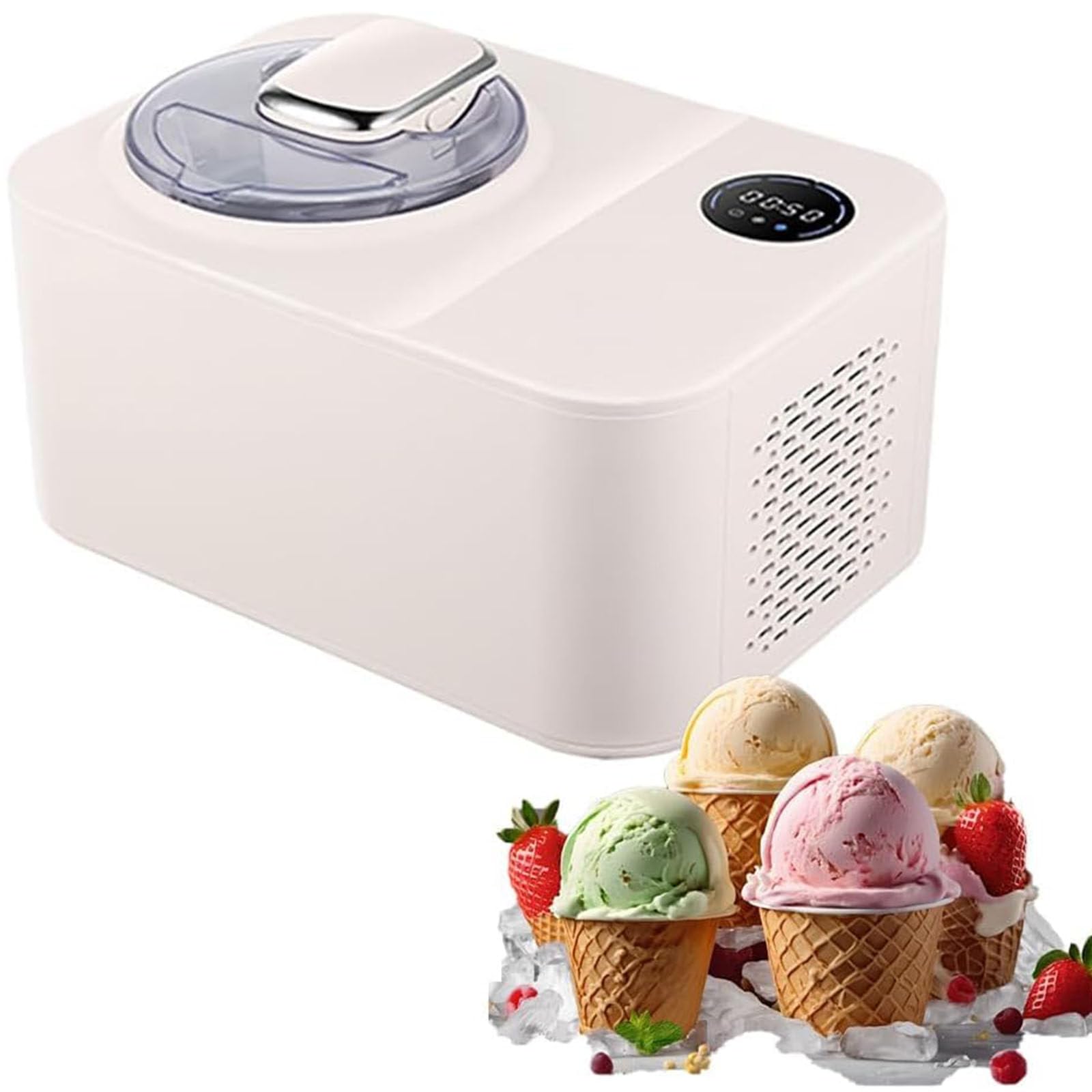 Mini Macchina per Gelato in Acciaio Inossidabile, 1,2 L Automatica per Servire Dolci, con Display a LED per Una Facile Pulizia, Ideale per Snack Bar E Uso Familiare