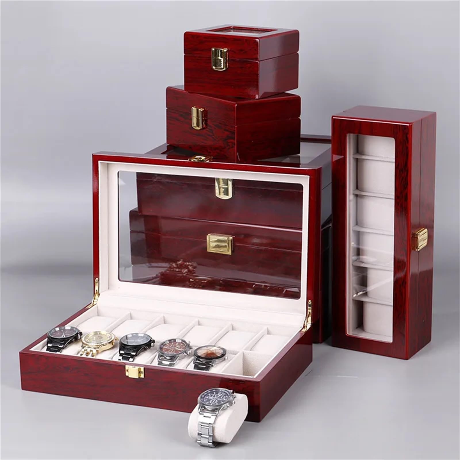 Portaorologi in Legno Massello Organizzatore di scatole for orologi con slot 2/3/5/6/10/12