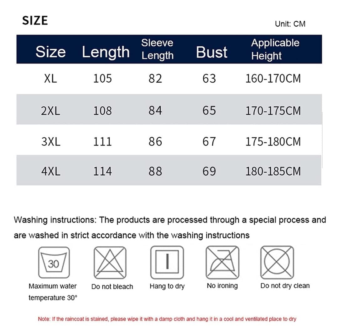 Raincoat Poncho Adult Long Raincoat,Reusable Thicken Reflective Rain Poncho,Portable Hooded Rain Jacket Rain Coat (Color : Black, Size : X-Large)