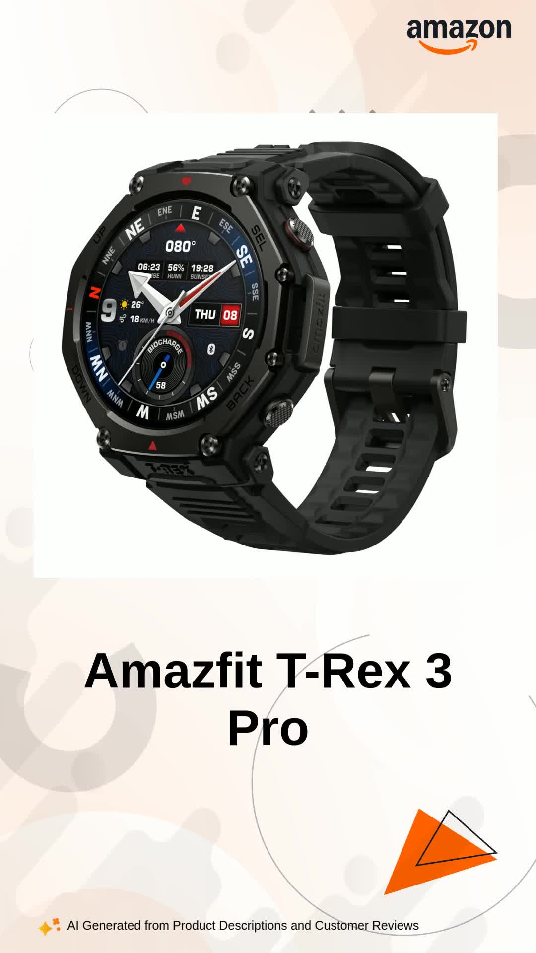 Amazfit T-Rex 3 Pro (Smartchoice)Outdoor Smart Watch 48mm Sapphire