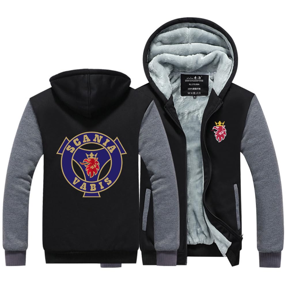 Męska zimowa bluza z kapturem Scania, kurtka polarowa z kapturem dla mężczyzn gruby sweter z kapturem na zamek błyskawiczny, wiatroszczelna bluza z kapturem kurtka outdoorowa