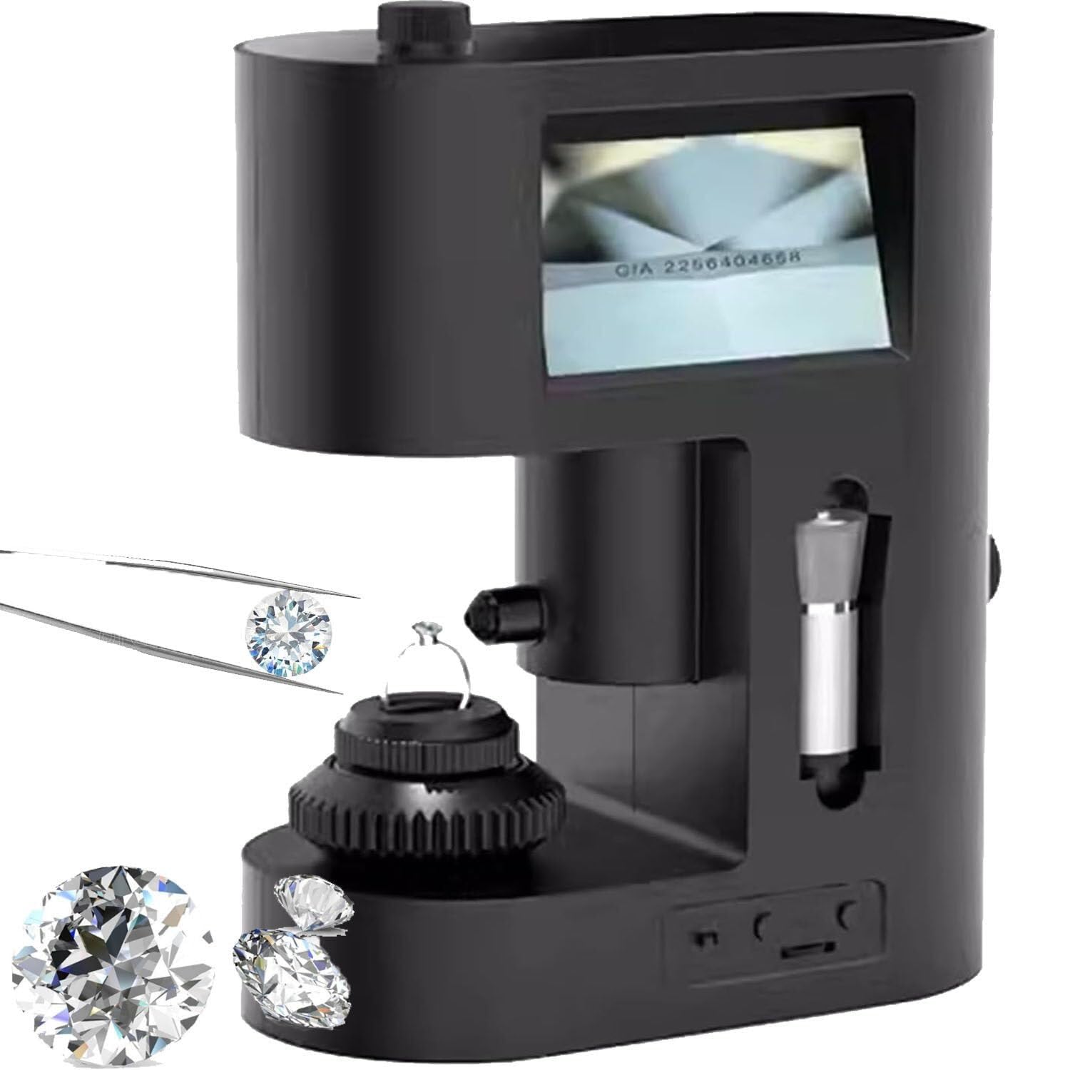 30-200X Magnification Diamond Inscription Viewer, Diamond Inscription Viewer, with LED Fill Light and Dual Screen Display, Screen Display, for Diamond Testing, Textile Industry