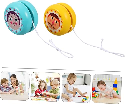 Miniatura 7 de Vaguelly 2pcs Wooden Yo-yo Children Yo-yo Plaything Kid Toys Out Door Toys Wood Yoyo Toys for Kids Toys for Infants Kids Playset Outdoor Wooden