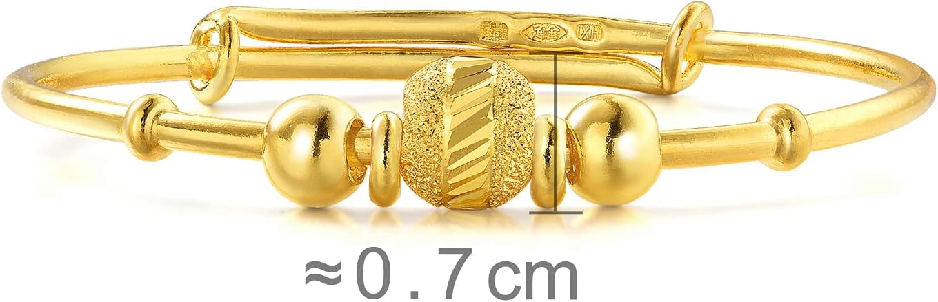 CHOW SANG SANG 999.9 24K Gold Chinese Gifting Collection Price-by-Weight 5.24g Gold Adjustable Bangle for Tiny Size Gift 27195K