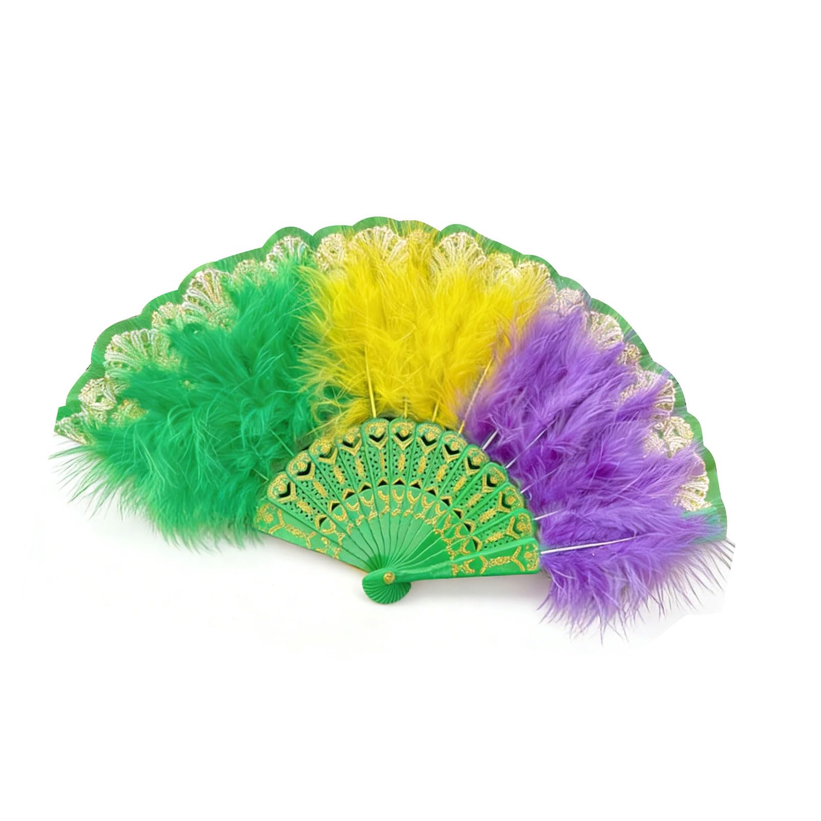 Ekoama Foldable Feathered Fan Flapper Hand Fan Retro Chinese Styles Hand Held Folding Fanning for Wedding Dancing Decoration