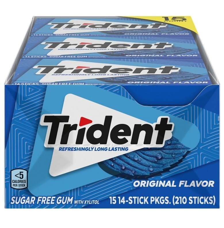 Sugar Free Chewing Gum Stick Packs, Original Fresh Flavor, Xylitol Sweetened Gum, Bulk Pack 210 Total Sticks (15 Packs, 14 Sticks Each), Long Lasting Chewing Gum for Fresh Breath