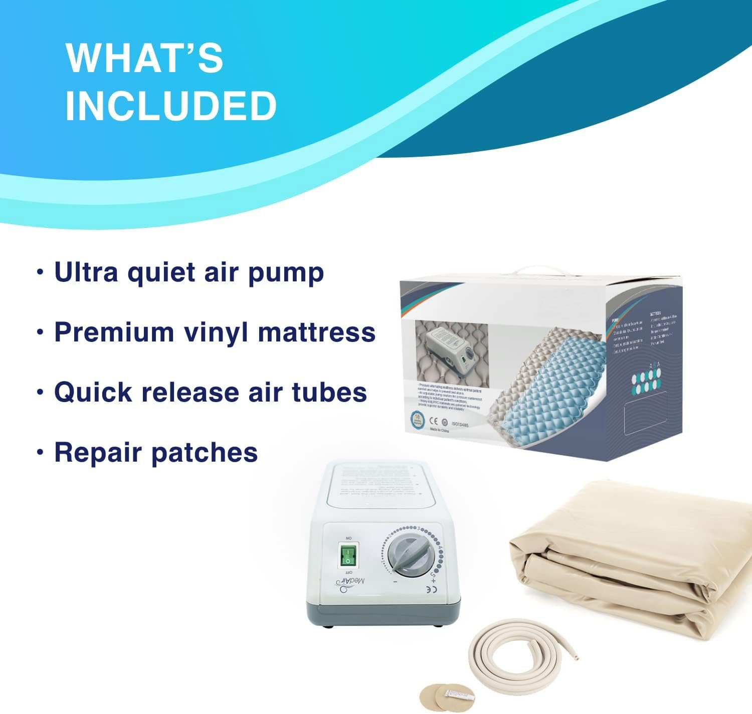 MedVance Premium Alternating Air Pressure Mattress Pad with Ultra Quiet Alternating Pump | Pressure Sore and Ulcer Prevention and Relief | Use on Medical, Hospital, or Standard Bed