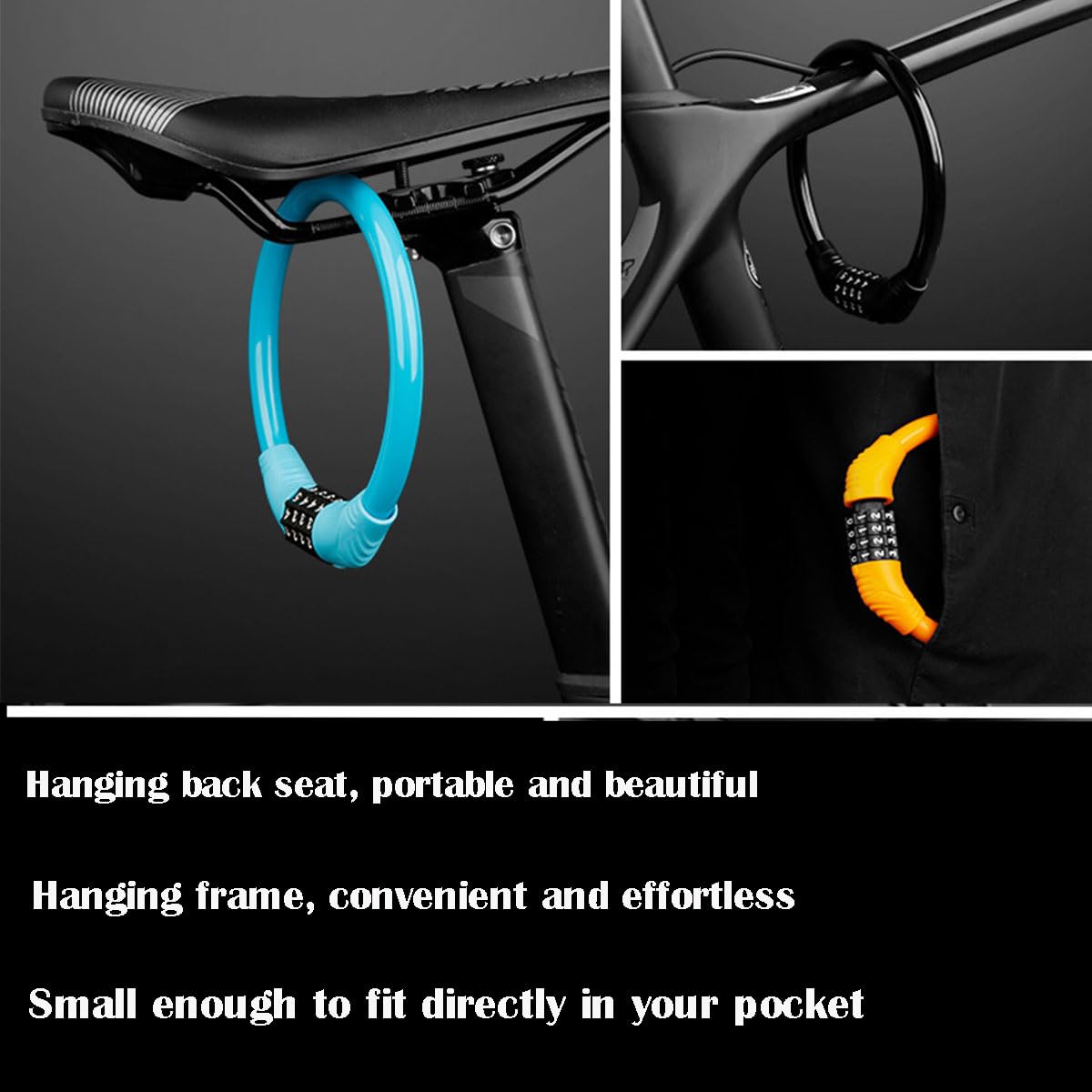 Antivol Vélo à Câble – Code à 4 Chiffres Réinitialisable – U + Câble Flexible – Sécurité Pour Vélos électriques