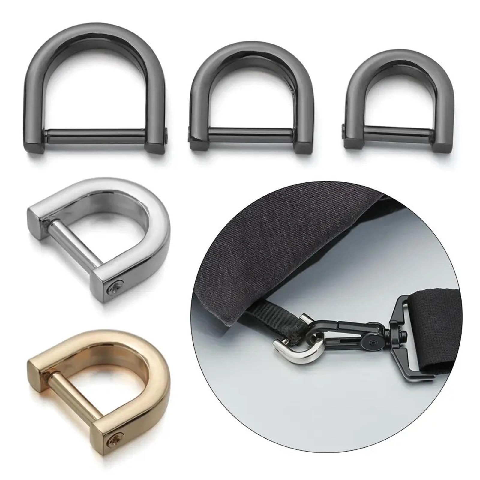 Protezioni angolari in metallo per borse, 60/150 pezzi, con chiusura ad anello a D, chiusura ad anello a D, in pelle, per borse e cinture