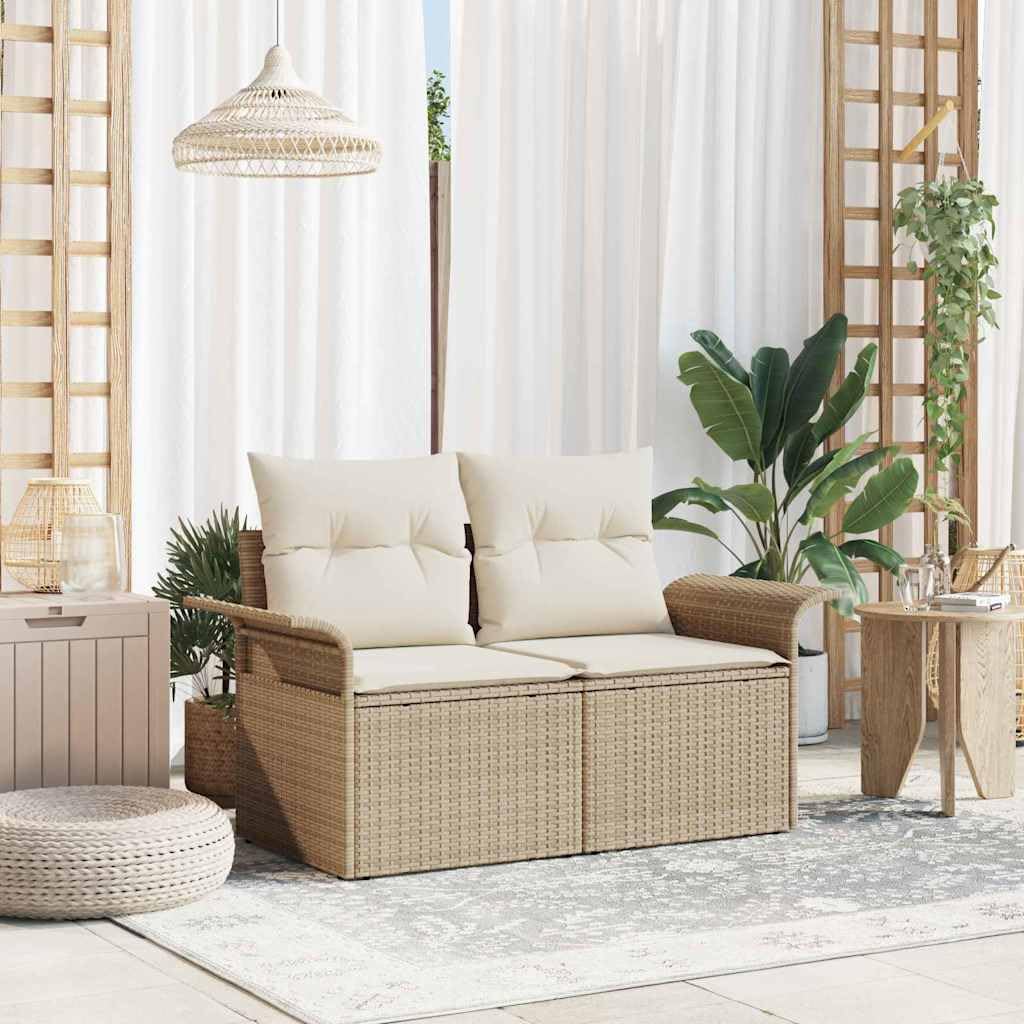 vidaXL Sofa Ogrodowa z poduszką Beżowy 141 x 62 x 69cm polirattan