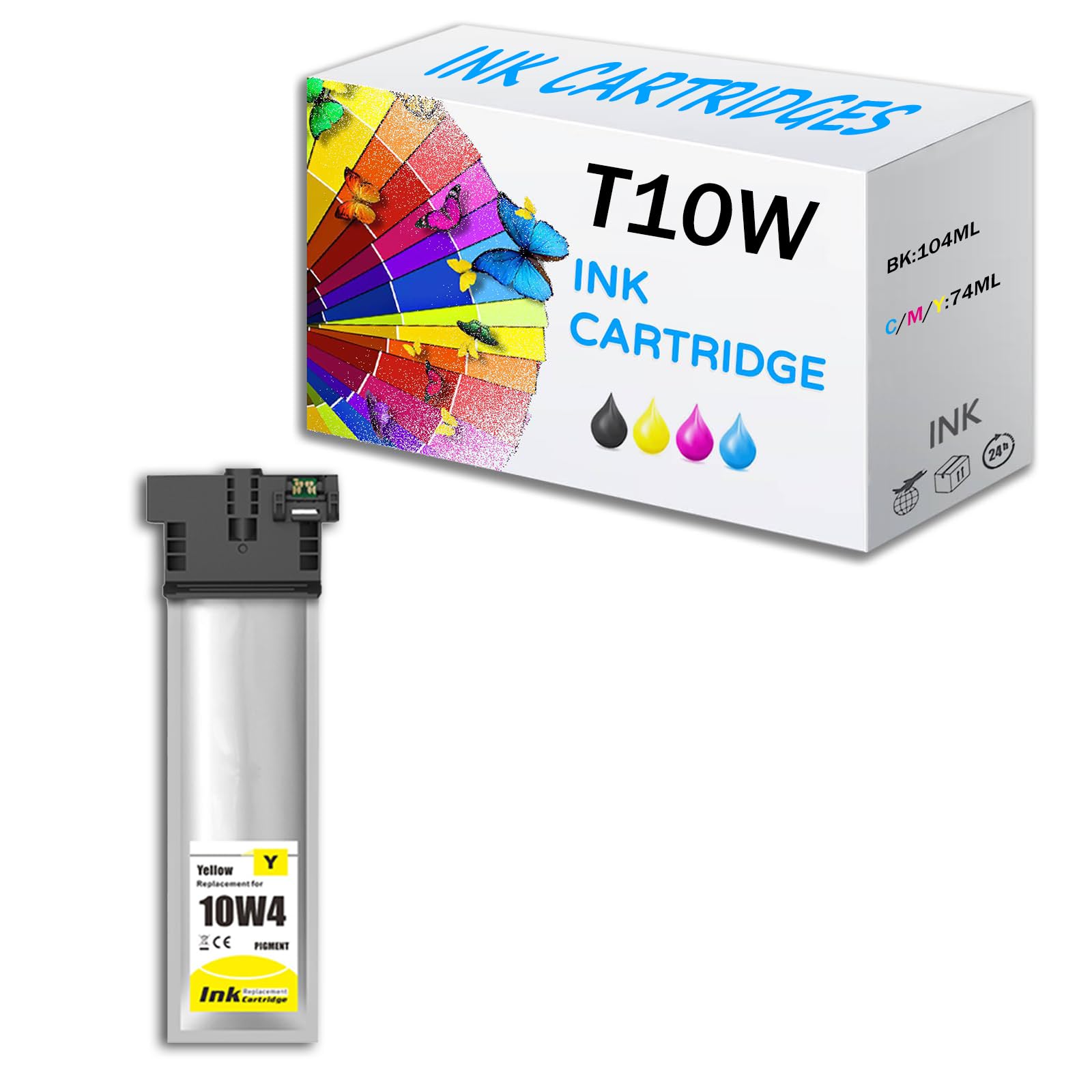 Zestawy regenerowanych wkładów atramentowych T10W T10W100 T10W200 T10W300 T10W400 Zestawy atramentów kompatybilne z drukarkami EPSON WorkPorce Pro WF-C5390 WF-C5890, z chipem,Yellow-1Pack