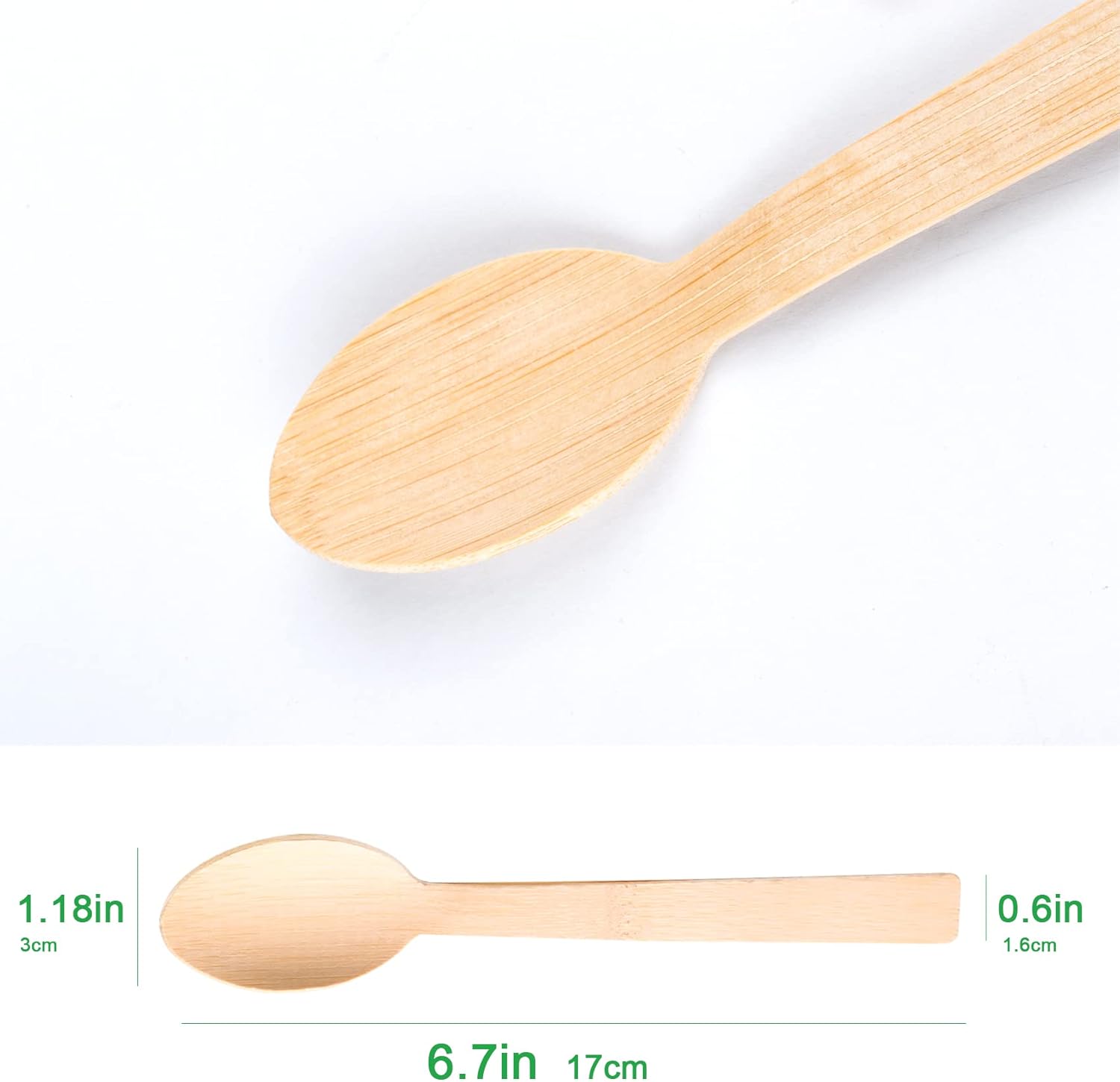 Bamboo Utensils -300 PK 6.7" Bamboo Spoons Disposable Compostable Bamboo Cutlery Set Biodegradable Eco Friendly Renewable Utensil/Flatware Spoon