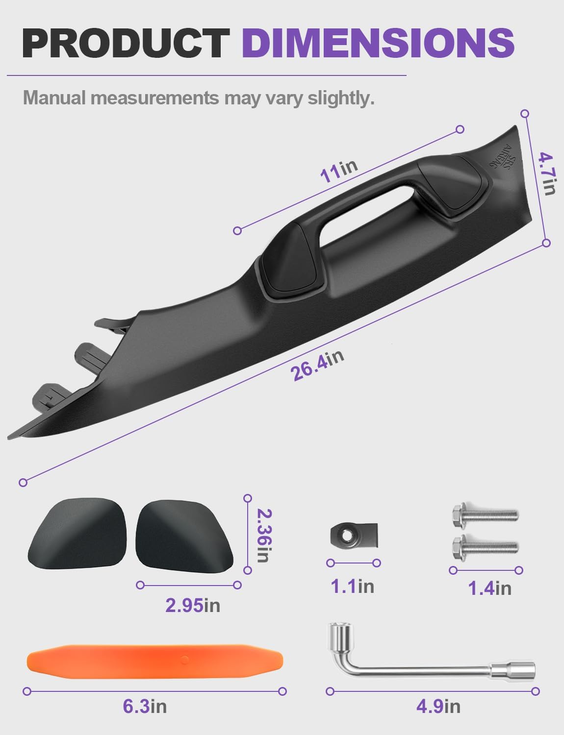 Driver Side A-Pillar Grab Handle for Toyota Tacoma 3rd Gen 2016-2023, OEM-Style Texture, Reinforced ABS, Quiet & Precision No-Wobble Fit, Easy Installation, Black
